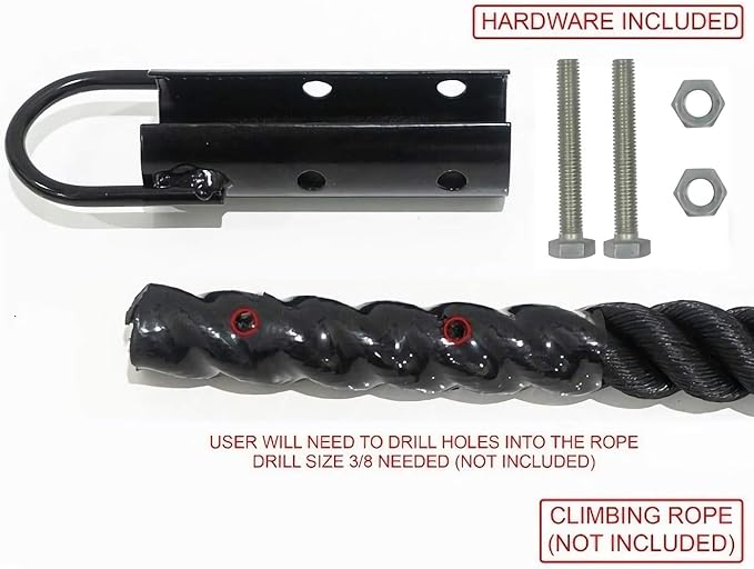 1½" Climbing Rope Clamp, 2 Sets 1.5” Battle Rope Attachment Hook Accessories, Rope Clasp for Rope Climb, Climbing Training Garage Home Gym Workout Fitness Strength Training