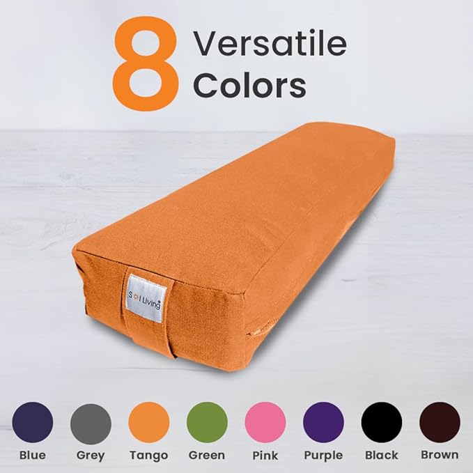 Sol Living Yoga Bolster Pillow Rectangular Meditation Cushion Cotton Meditation Accessories for Restorative Yoga Meditation Pillow Yoga Pillow Firm Body Pillow Bolster Pillow for Legs Removable Cover