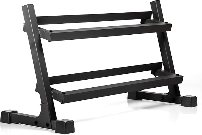 XMARK Dumbbell Set with Rack, Weights Dumbbells, Multiple Free Weights and Horizontal Storage for Home Gym Strength Training, Storage Rack Color Options