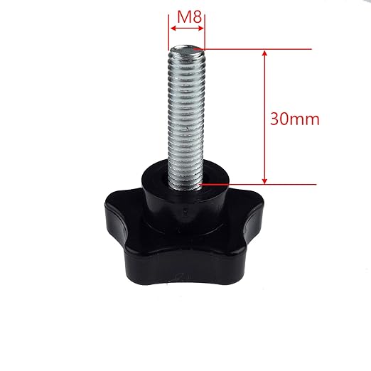 2 Pack Black 8mm(M8) Thread Replacement Star Hand Knob Tightening Screw (M8 x 30mm)