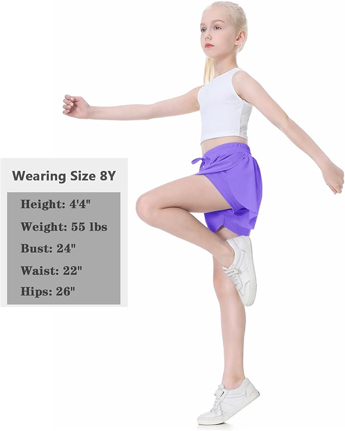 EXARUS Girls Butterfly Shorts Flowy Dance Skirt Cheer Skorts Athletic Tween Clothes Teen Preppy Outfits Flutter Kids