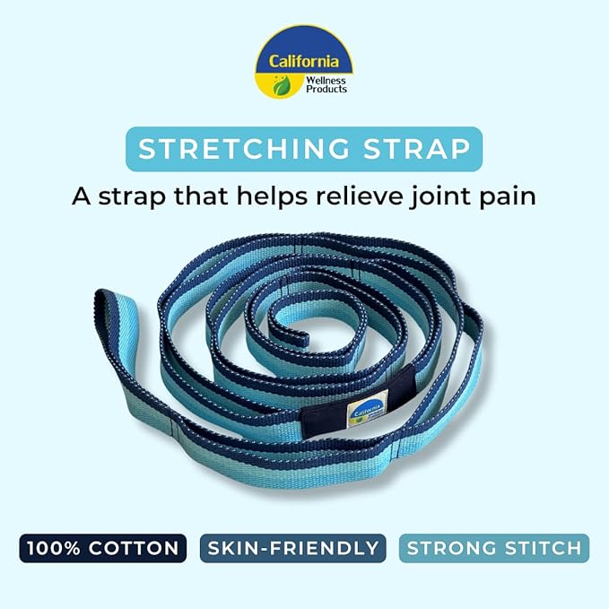 California Yoga Strap | Yoga Belt with Loops | 12 Multi Loop & Non-Elastic | Stretching Strap | Gym Workout & Exercise Bands | Physical Therapy | Improves Sitting Posture for Women & Men