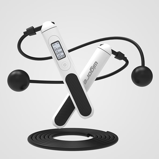 Jump Rope,Ropeless jump ropes weighted with counter for fitness,Home, Indoor or Outdoor exercise use,Workout,Crossfit,Gym,Cordless jump rope for Women,Men, Adults, Kids