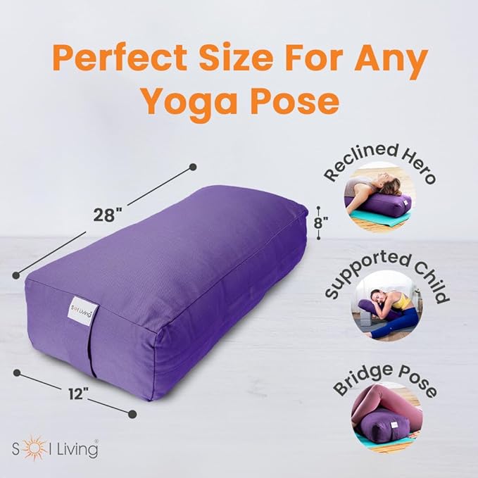 Sol Living Yoga Bolster Pillow Rectangular Meditation Cushion Cotton Meditation Accessories for Restorative Yoga Meditation Pillow Yoga Pillow Firm Body Pillow Bolster Pillow for Legs Removable Cover