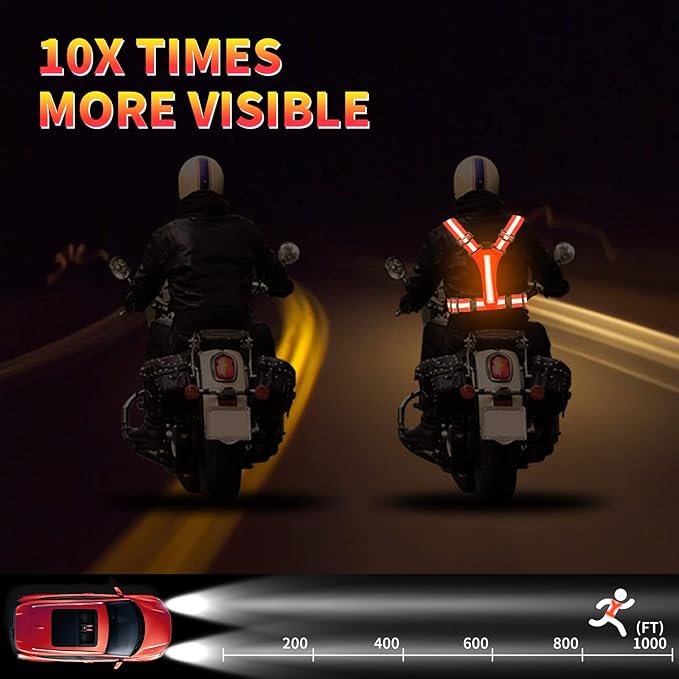 Led Reflective Vest Running Gear,USB Rechargeable Light Up High Visibility Running Vest,6-11hrs Light with Adjustable Waist/Shoulder for Runners Walkers