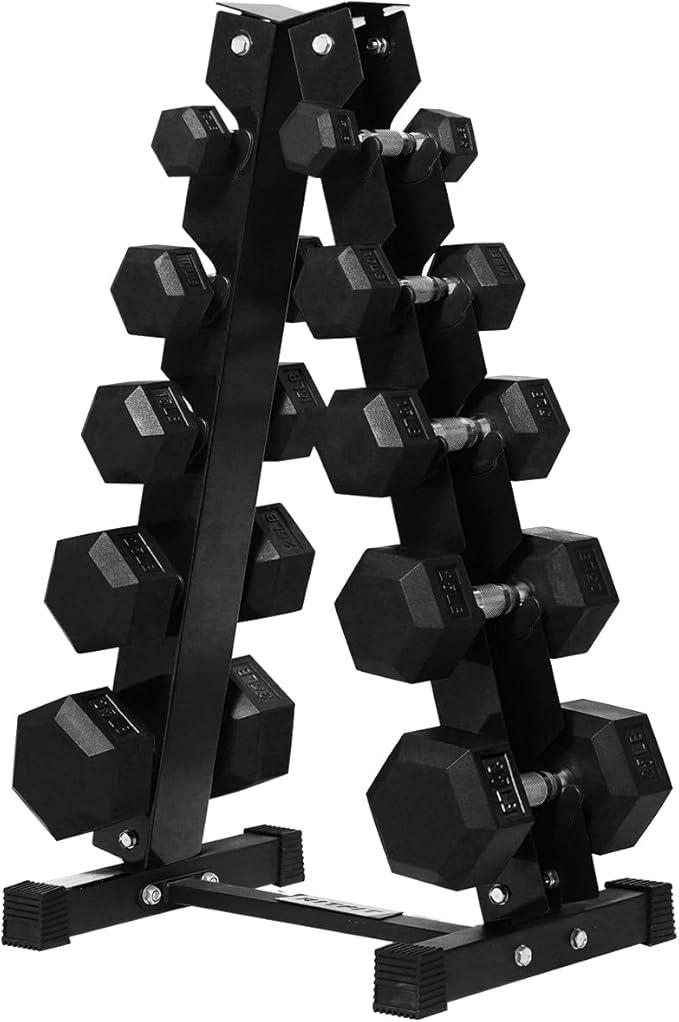 RITFIT 300/350/450/650/180/200/210 LB Rubber Hex Dumbbells Set with Optional Dumbbell Rack, Multi Weight Set to Choose, Ideal for Home Gym and Fitness