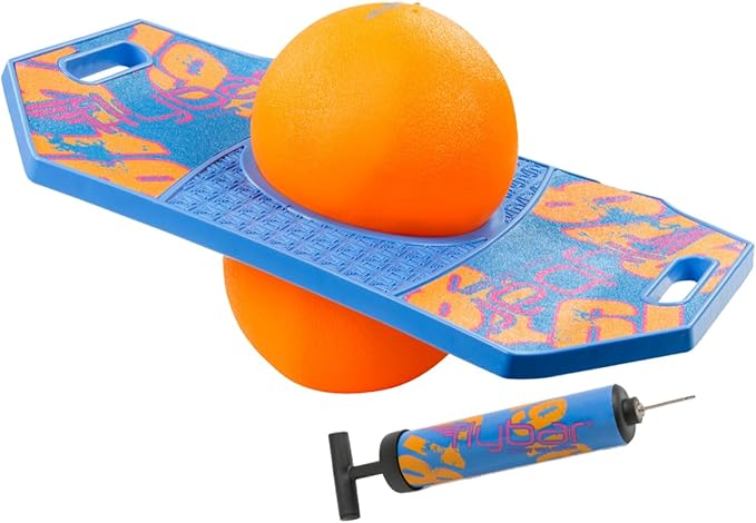 Flybar Pogo Trick Ball for Kids, Bounce Board for Boys and Girls Ages 6+, Up to 160 lbs, Includes Pump, Easy to Carry Handle, Durable Plastic Deck Indoor, Outdoor Toy Pogo Jumper,