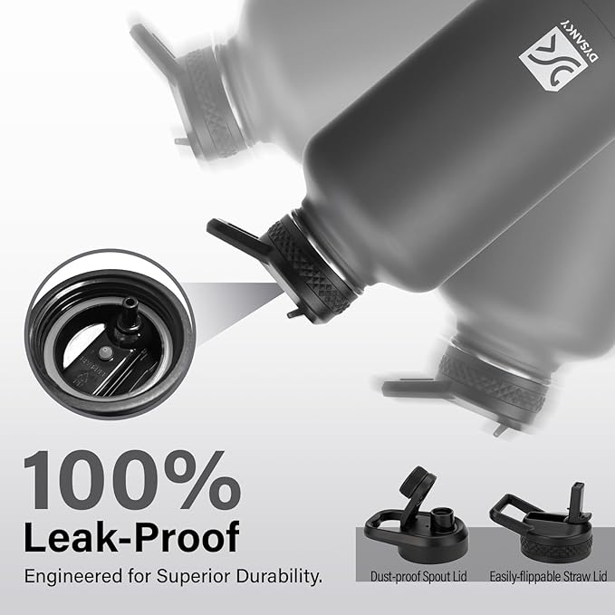 Insulated Water Bottle | Thickened Stainless Steel Vacuum Metal | Portable Sports Half Gallon Large Water Jug for Gym and Hiking with Straw, Carrier Bag, Handle Strap | BPA-Free 64 oz