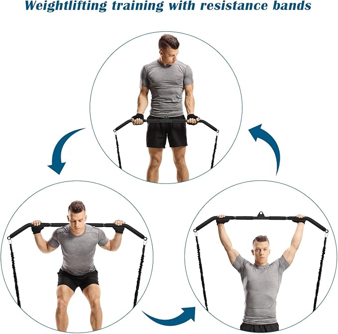 LAT Pull Down Bar, Dual Hook Bar Cable Attachment, Heavy Duty Gym Bar for Cable Machine, Suit for Resistance Band Training, Home Exercise