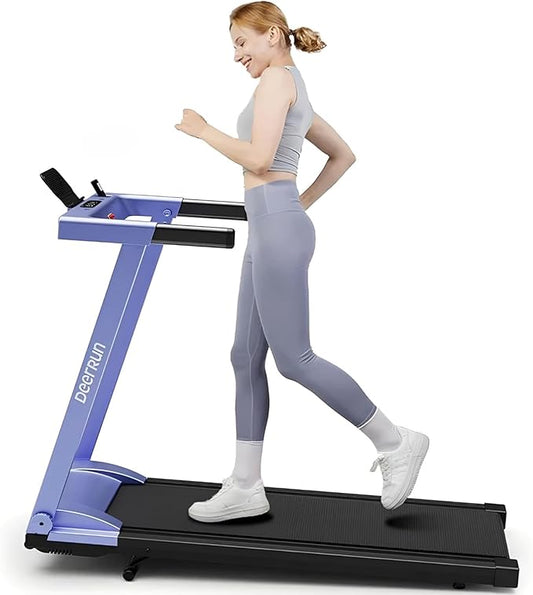 DeerRun Treadmills for Home with Incline and Handles, 3.5 HP Foldable Treadmill 350 LBS Weight Capacity for Small Spaces, Folding Running Machine with Smart APP