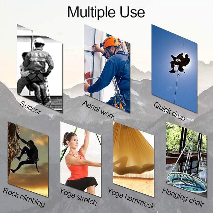 DASKING 23KN (5070 lbs) Heavy Duty Climbing Straps - 2 Pack Adjustable Daisy Chain Webbing for Aerial Yoga, Hammock, Fitness & Rigging - CE/EN566 Certified, Red/Grey