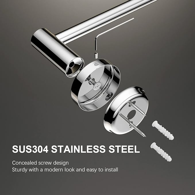 2 Pack Adjustable 16 to 27.6 Inch Single SUS304 Stainless (1" Diameter)