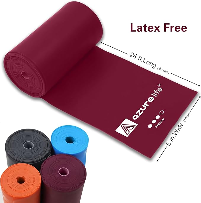 Professional 8 Yards Bulk Resistance Bands Rolls or 5,6,7 ft. Long Non-Latex Elastic Exercise Bands, Stretch Bands for PT, Yoga, Pilates, Rehab, at-Home or The Gym Workouts