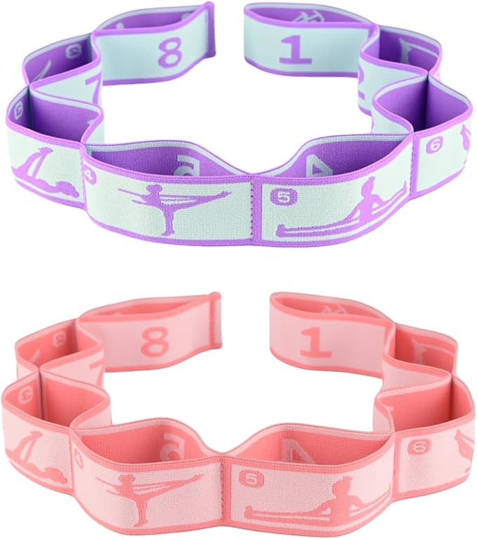 Elastic Yoga Stretching Strap with Loops, CEILIWEN Stretch Straps For Physical Therapy, Pilates Stretch Band, Elastic Exercise Bands, Leg Stretching Strap, Stretch Resistance Bands For Exercise