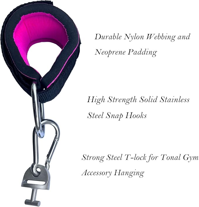 Ankle Workout Straps for Tonal Gym Machine,Hot Pink Adjustable Ankle Strap Attachments for Tonal,with Special Tonal Adapter Accessory
