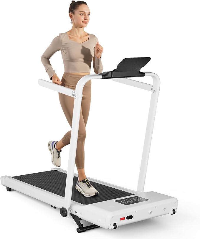 Walking Pad Treadmill with Handle bar, 3.0HP Small Foldable Treadmills for Home with APP Remote Control and LED Display, 7.5MPH Portable Treadmill 300 Lbs Capacity