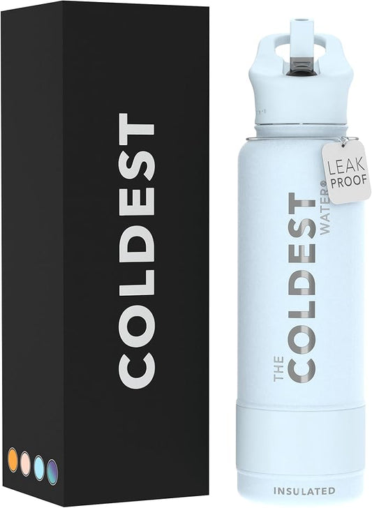 Coldest Insulated Water Bottle with Straw Lid - Stainless Steel Metal Insulated Bottle for Men & Women (Morning Mist, 40 oz)