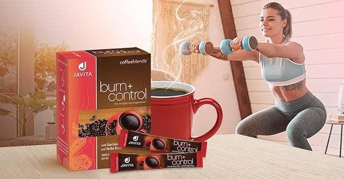 Javita Burn + Control Instant Coffee, Weight Management Herbs: Garcinia Cambogia & Yerba Mate, Slimming Coffee with Help of Exercise, Keto, Dieters Drink, 4 box / 24 (4.55g Sticks), 96 Count