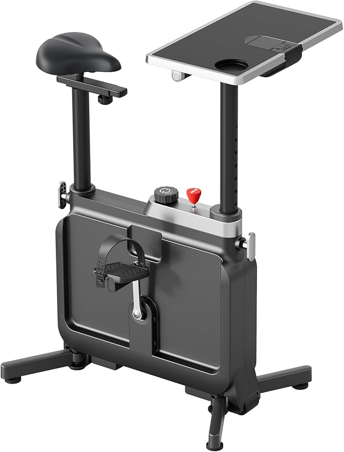 Exercise Bike with Desk, Adjustable Resistance, All-in-one Under Desk Bike, Stationary Bike Indoor Workstation 264 LBS Heavy Duty