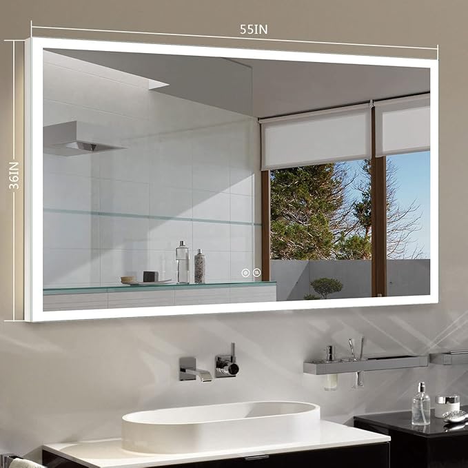 LED Bathroom Mirror with Lights 55 x 36 Inch,