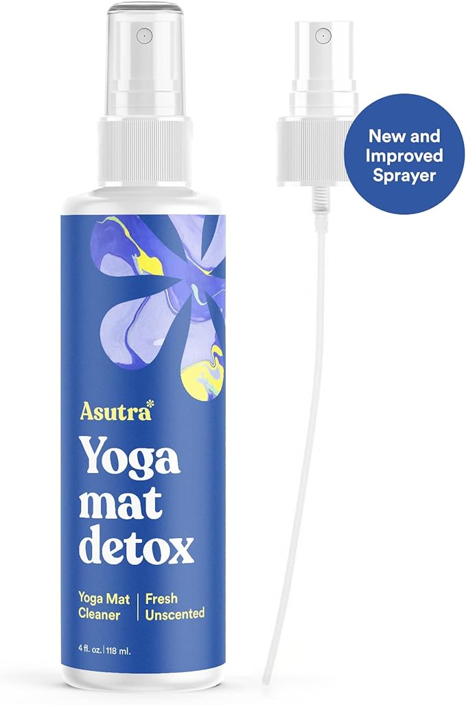 ASUTRA Yoga Mat Cleaner Spray (Fresh & Unscented), 4 fl oz - No Slippery Residue, Deep-Cleansing for Fitness Gear & Gym Equipment, Microfiber Towel Included