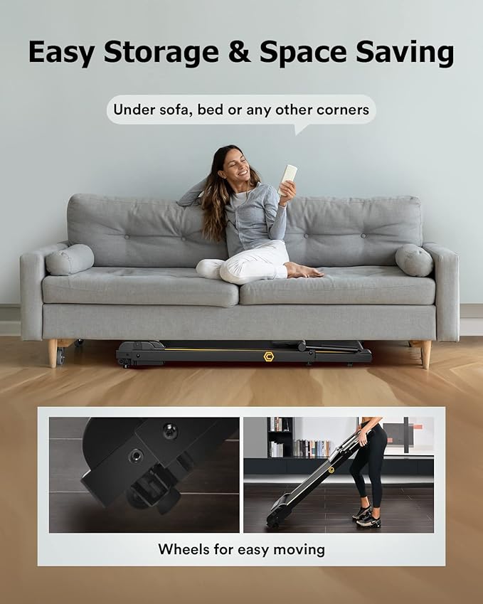 UREVO Treadmill with Desk Workstation, Walking Pad Treadmills for Home Office, Under Desk Compact Design Treadmill with HIIT Programs, Remote Control, LED Display