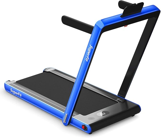 GYMAX Walking Pad, 2.25HP Dual Display Foldable Treadmill for Home with Remote/Smart App Control, Portable Compact Treadmill for Office Under Desk, Folding Running Machine for Small Spaces