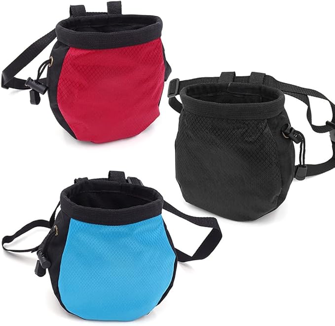 Climbing Chalk Bag - Adjustable Black Chalk Bag for Rock Climbing Equipment