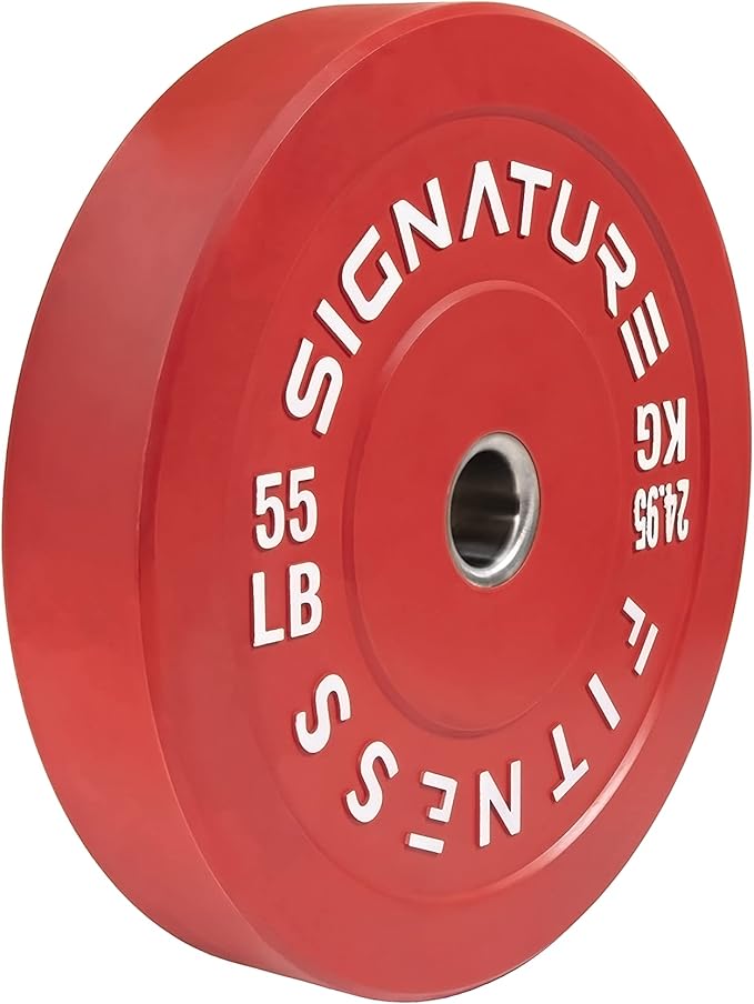 Signature Fitness 2" Olympic Bumper Plate Weight Plates 55LB Single,