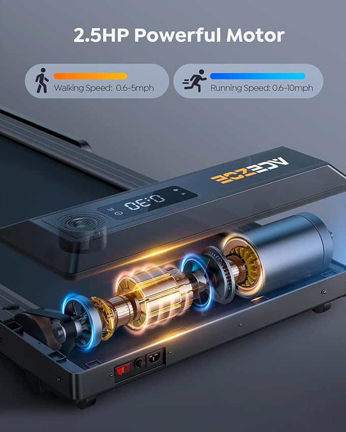 2 in 1 Folding Treadmills for Home Small Office, 2.5HP Walking Pad Treadmill with Handle Bar, 300lbs Capacity, Copmact Protable Treadmill with Smart APPs, 12 HIIT Modes and Touch Screen