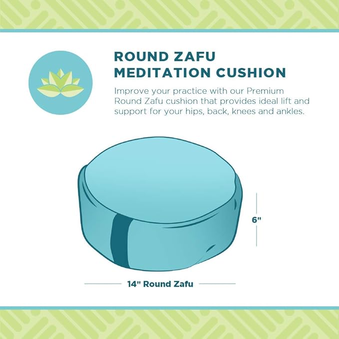 Bean Products Zafu Meditation Pillows for Sitting on Floor, Yoga Cushion, Cotton/Buckwheat Fill Yoga Pillow, Zafu Meditation Cushion, Zen Kneeling Prayer Pad- Made in USA - 14" Round - Forest Green