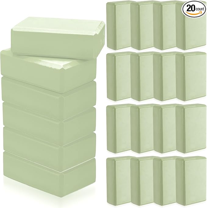 Outus 20 Pcs Yoga Blocks Bulk 9 x 6 x 3 Inch High Density Bricks to Improve Strength Flexibility Balance Soft Non Slip Gymnastic Blocks for Yoga Sports
