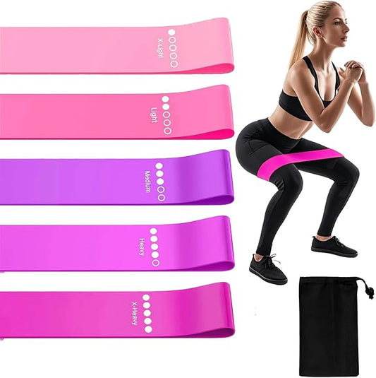 Resistance Bands Legs Hip Stretching Workout Elastic Rubber Loop with Exercise Fitness Guidance Men Women Yoga Pilates Gear Come with Carry Bag