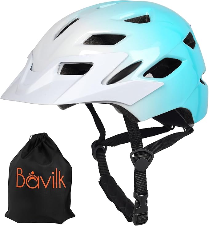 Kids Bike Helmet,Bavilk Kids Boys Girls Bike Helmets with LED Light Detachable Visor Children Youth Teen Multi-Sport for Skating Cycling Scooter Skateboard Adjustable & Lightweight 19.7"-22.4"