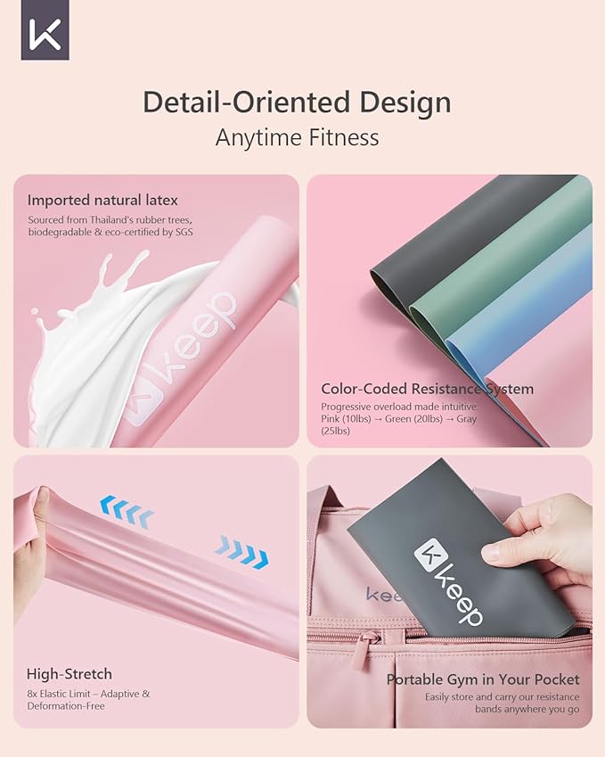 KEEP Resistance Bands for Working Out, Exercise Bands for Legs and Booty, Natural Latex Workout Bands for Women and Men, Stretch Bands for Exercise, Physical Therapy, Fitness, Pilates