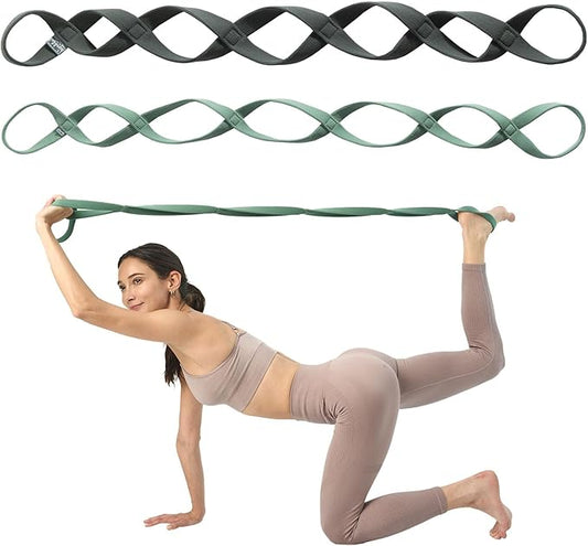 VRTX Stretch Straps for Exercise | Yoga & Pilates Stretching Bands w/ 7 Loops | Resistance Bands for Fitness Workout, Home Gym, Physical Therapy | Soft Cloth, Durable