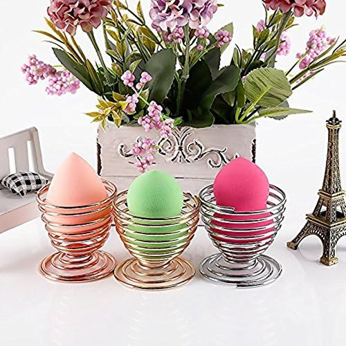 LanMa Beauty Sponge Blender Holder,(2 Pack Silver) Makeup Sponge Drying Stand Storage Egg Powder Puff Display Stand