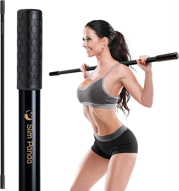 Slim Panda Yoga Stick, 5ft Natural Bamboo Stick with Rubber Ends, Exercise Stretching Stick for Yoga, Stretching, Balance and Correcting Posture, Rehabilitation Physical Therapy Aids