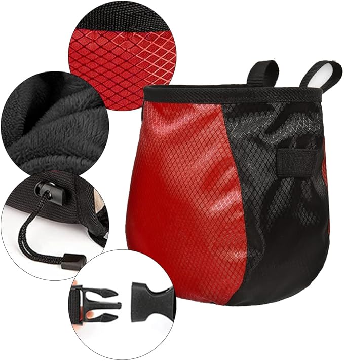Climbing Chalk Bag - Adjustable Black Chalk Bag for Rock Climbing Equipment
