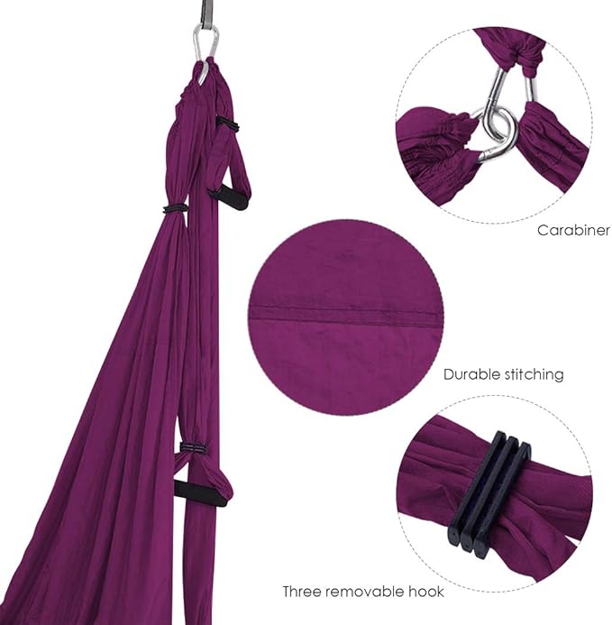 Aerial Yoga Swing Set with 2 Extension Straps - Anti-Gravity Aerial Yoga Hammock Sling for Inversion Exercises, Indoor Outdoor Home Gym Fitness Equipment