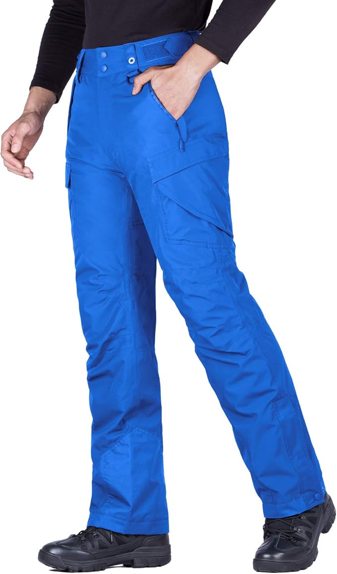 FREE SOLDIER Men's Waterproof Snow Insulated Pants Winter Skiing Snowboarding Pants with Zipper Pockets