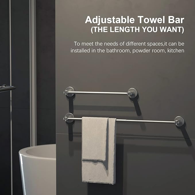 2 Pack Adjustable 16 to 27.6 Inch Single SUS304 Stainless (1" Diameter)