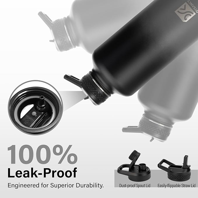 Insulated Water Bottle | Thickened Stainless Steel for Gym and Hiking with Straw, Carrier Bag, Handle Strap | BPA-Free 87 oz