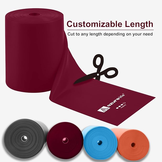 Professional 8 Yards Bulk Resistance Bands Rolls or 5,6,7 ft. Long Non-Latex Elastic Exercise Bands, Stretch Bands for PT, Yoga, Pilates, Rehab, at-Home or The Gym Workouts