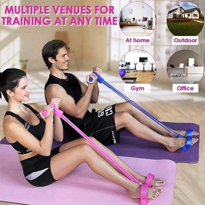 21 Fitness Resistance Bands - 4 Tube Pedal Ankle Puller, Yoga Handle Bands Exerciser Multifunction Trainer Tension Rope for Body, Abdomen, Waist, Arm, Tummy Exercise Stretching Training ( Color : Yell