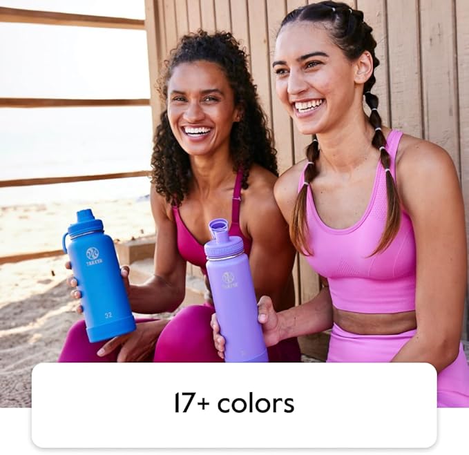 Takeya Actives Water Bottle with Spout Lid - Bottle with Double Stainless Steel Insulation - Dishwasher Safe & BPA-Free - Bottle with Spout Lid & Removable Bumper - 32 oz, Cucumber