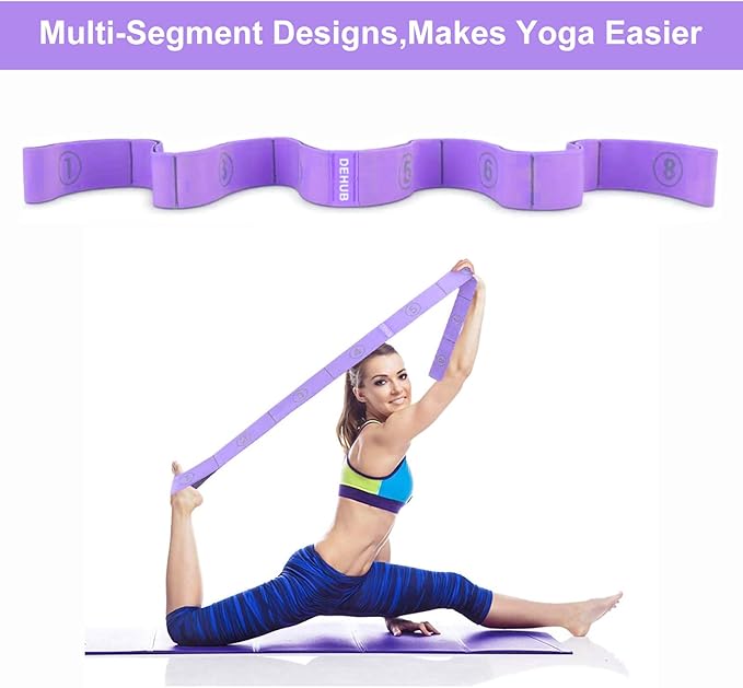 Stretch Strap, Elastic Yoga Stretching Strap, Multi-Loop for Physical Therapy, Pilates, Yoga, Dance & Gymnastics Exercise and Flexible Pilates Stretch Band