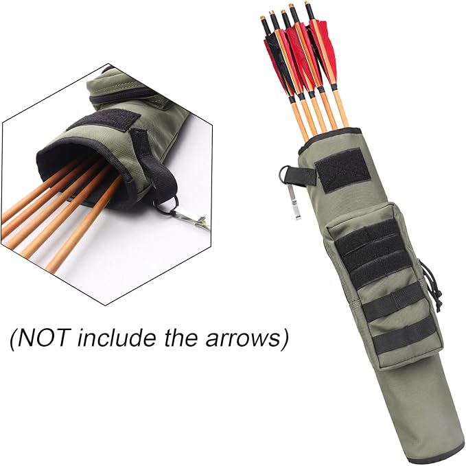 KRATARC Archery Lightweight Back Arrow Quiver Dual Use Foldable Compact Hip Arrows Bag with Molle System Pocket Hanged for Target Shooting Hunting