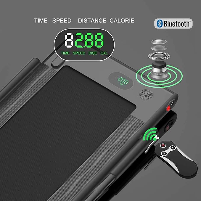 Goplus 2 in 1 Folding Treadmill, 2.25HP Under Desk Electric Superfit Treadmill, Installation-Free with APP Control, Remote Control, Bluetooth Speaker, LED Display, Walking for Home