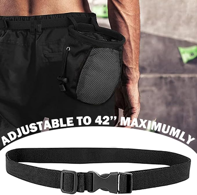 Climbing Chalk Bag - Adjustable Black Chalk Bag for Rock Climbing Equipment